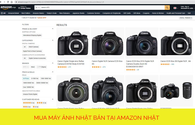 Mua máy ảnh Nhật Bản tại website Amazon Nhật